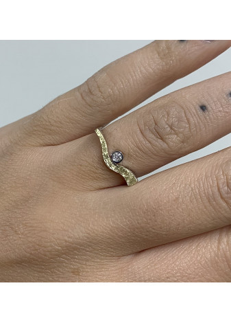Anillo plata, oro y diamante
