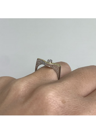 Anillo plata, oro y diamante