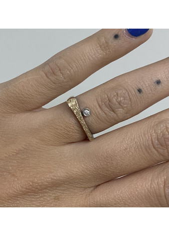 Anillo plata, oro y diamante