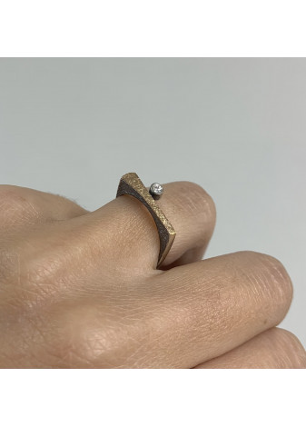 Anillo plata, oro y diamante