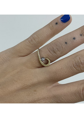 Anillo plata, oro y diamante
