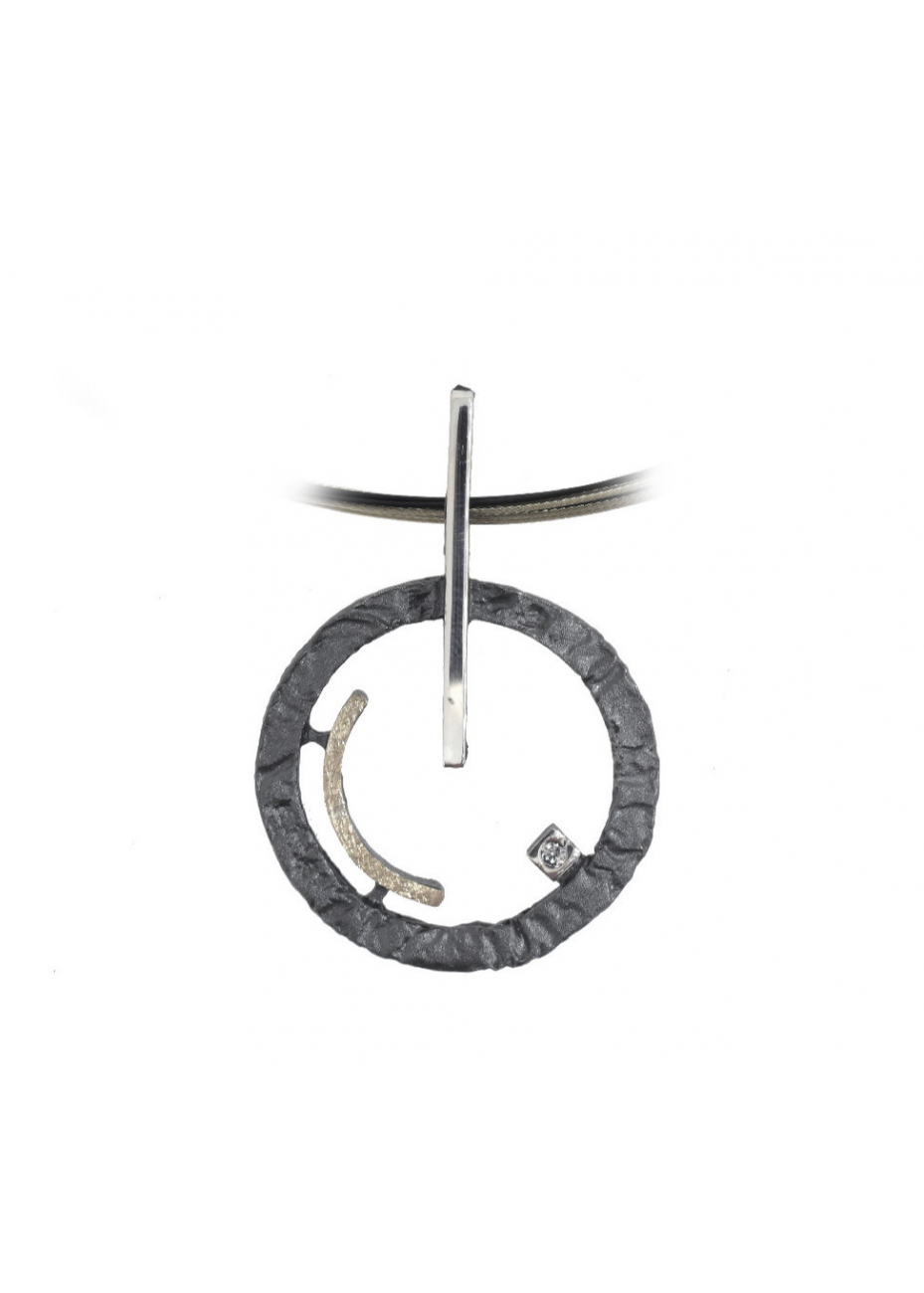Colgante plata, oro y diamante