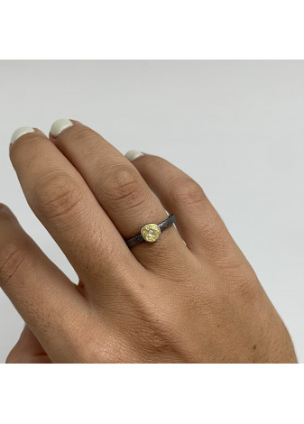 Anillo plata, oro y diamante