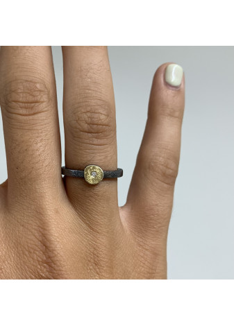Anillo plata, oro y diamante