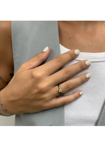 Anillo plata, oro y diamante