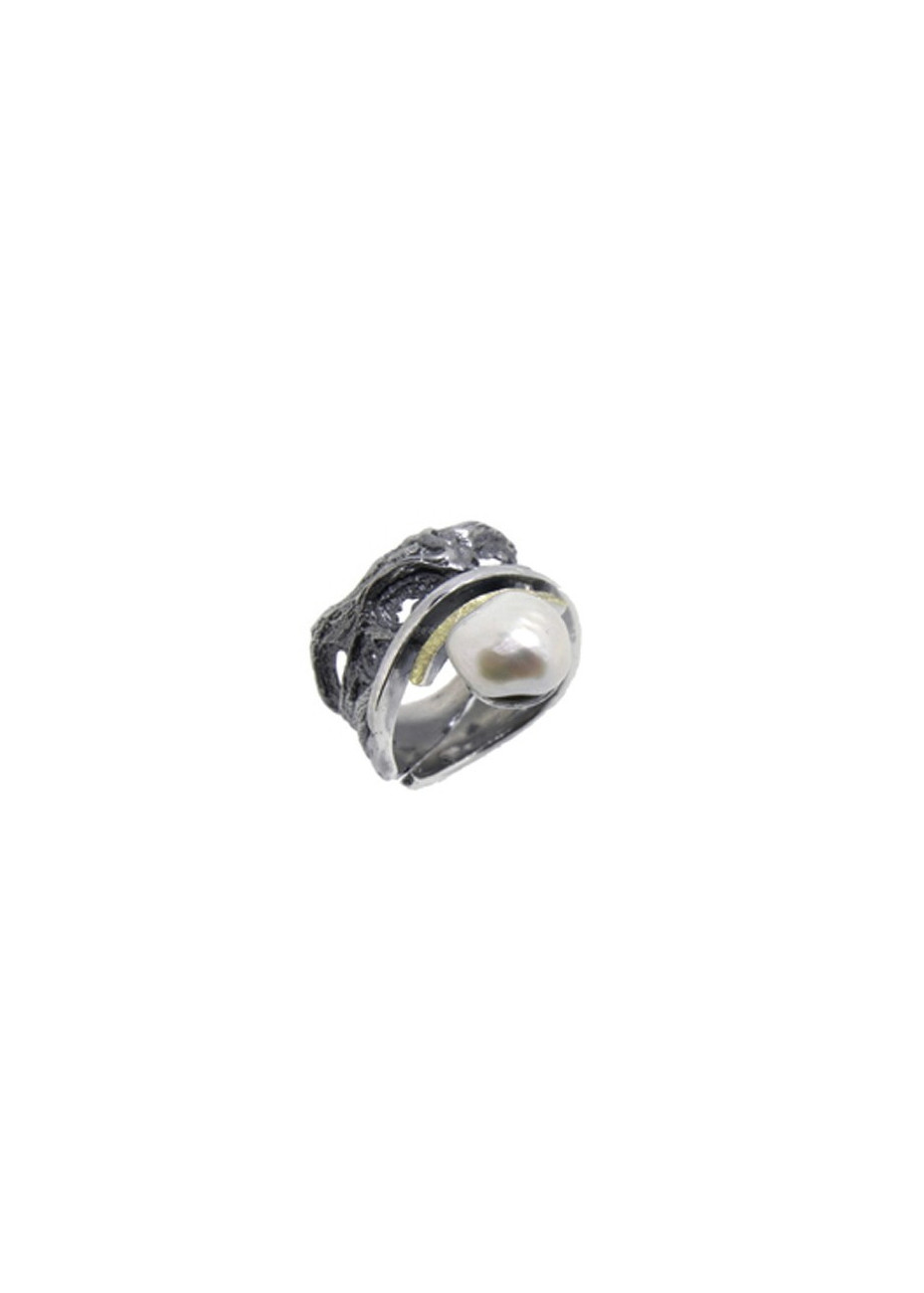 Anillo plata, oro y perla barroca