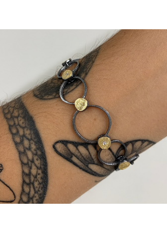 Pulsera plata, oro y diamantes