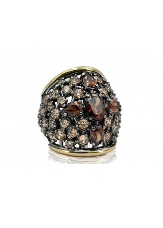 Anillo SHEREZADE plata, oro y semipreciosas
