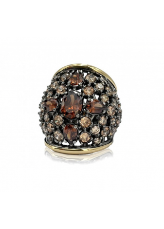 Anillo SHEREZADE plata, oro y semipreciosas