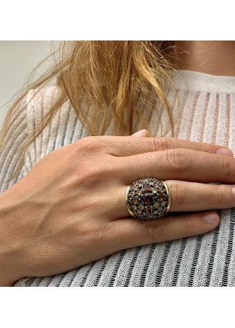 Anillo SHEREZADE plata, oro y semipreciosas