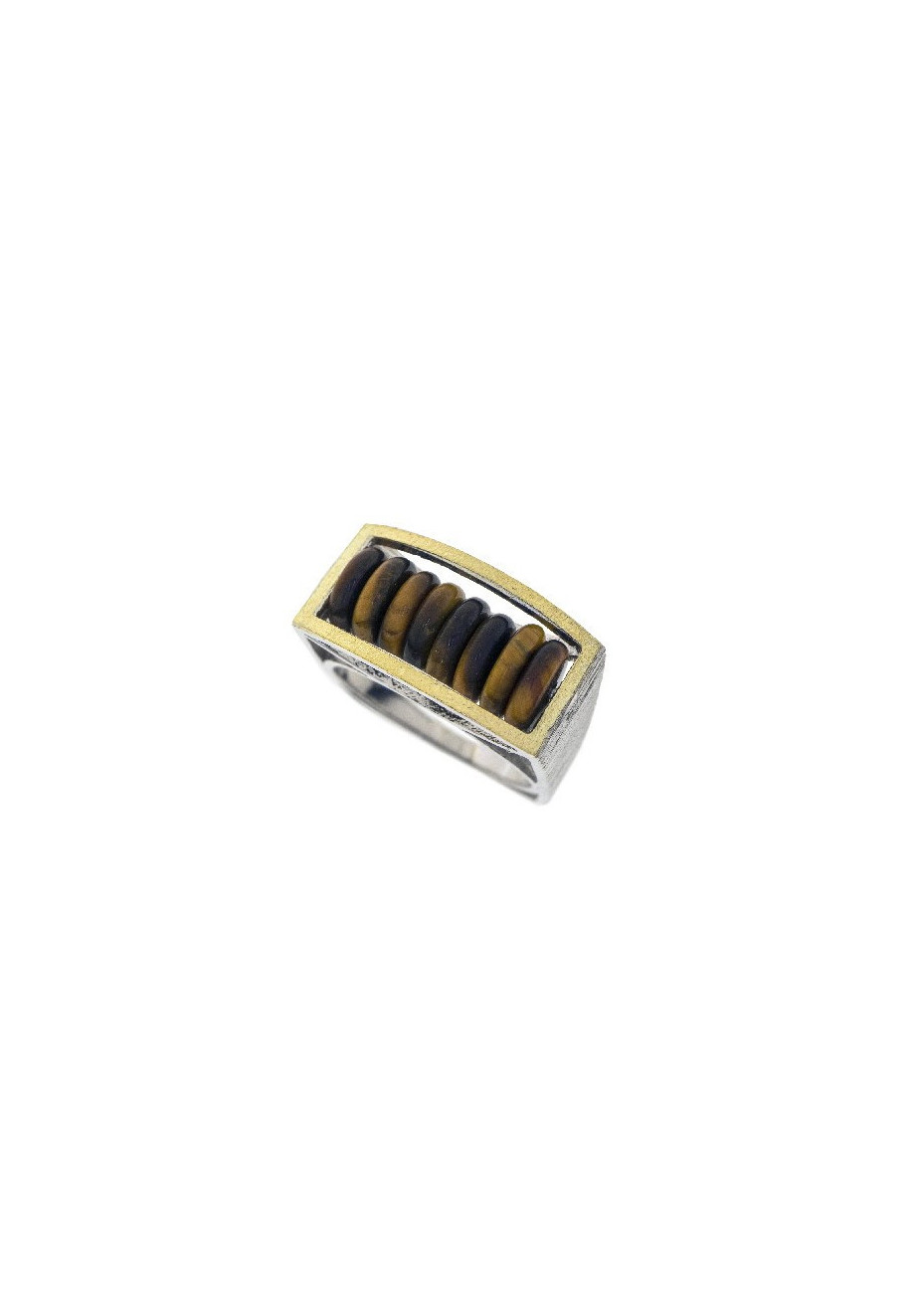 Anillo plata, oro y ojo de tigre