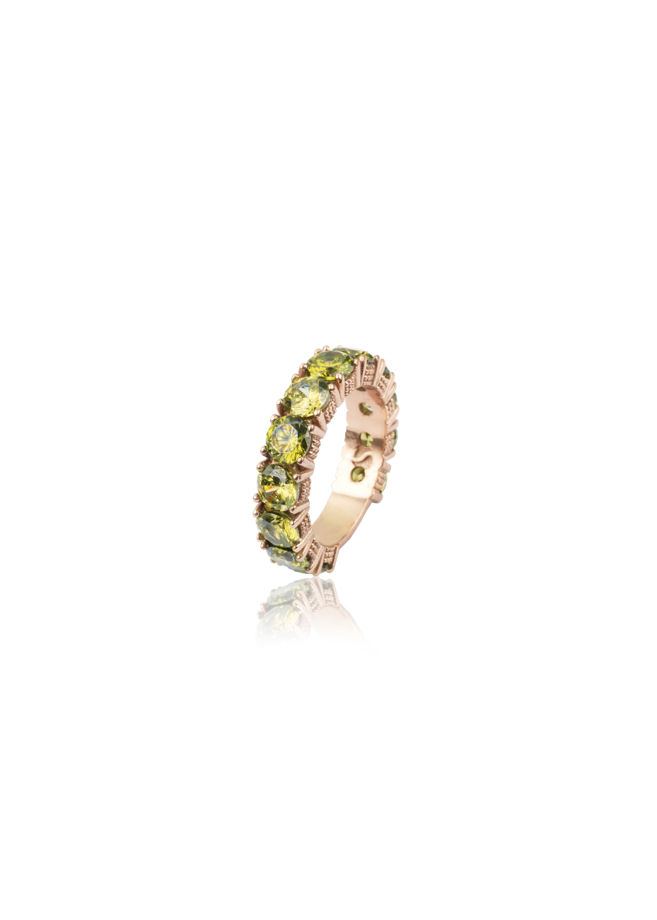 Anillo SUNFIELD plata rosa y peridoto