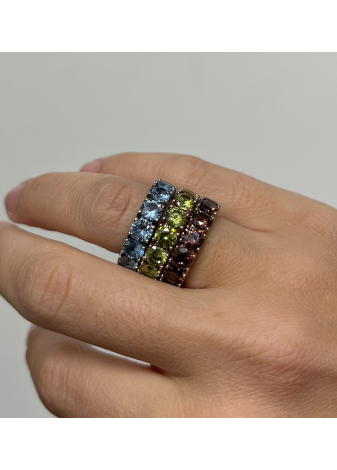 Anillo SUNFIELD plata rosa y peridoto