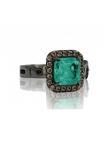 Anillo WINDOWS plata, oro y semipreciosas