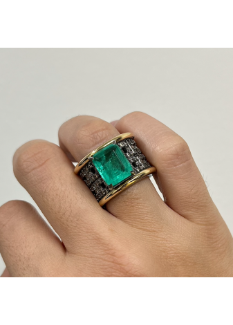 Anillo WINDOWS plata, oro y semipreciosas