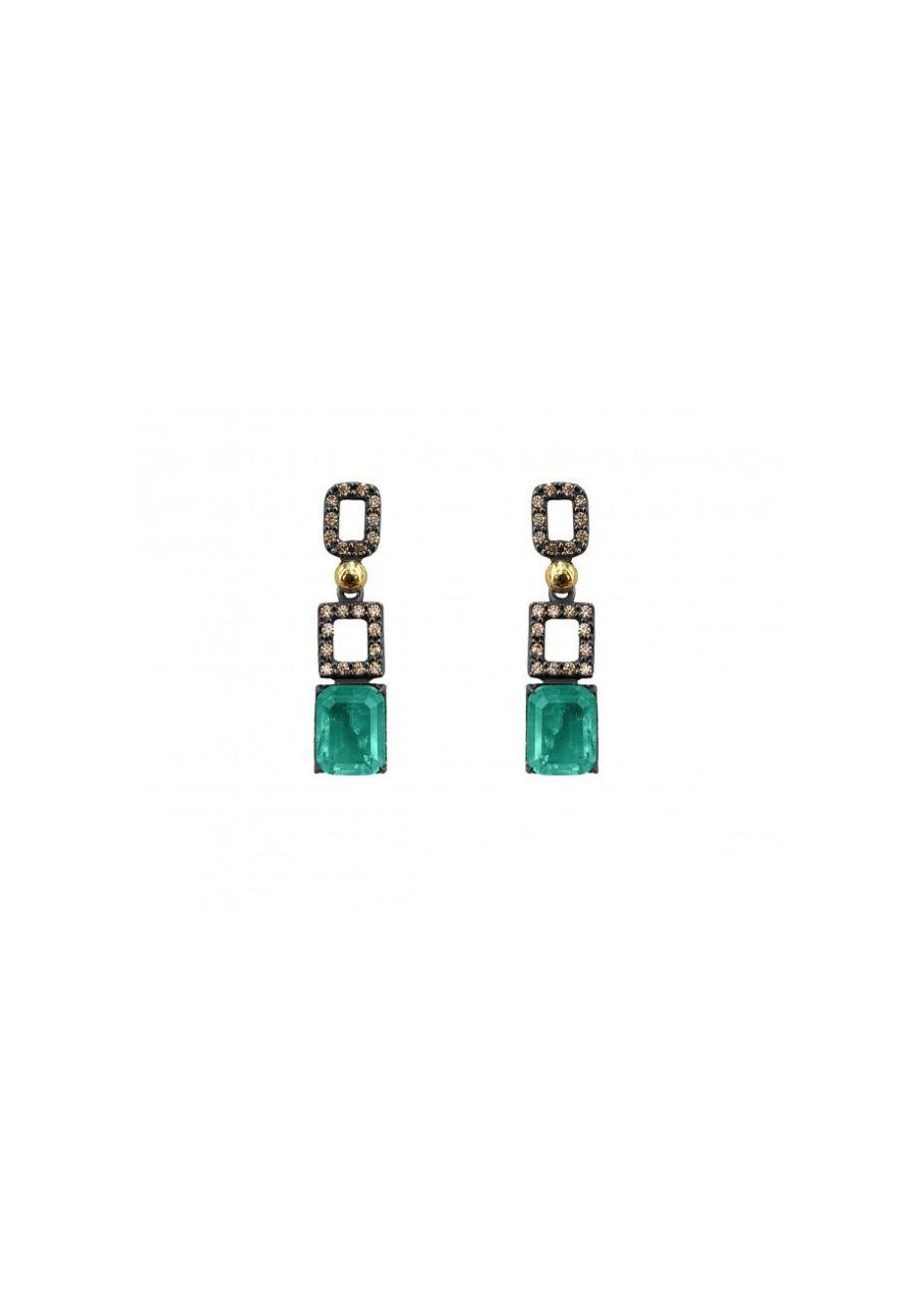 Pendientes plata, oro y semipreciosas