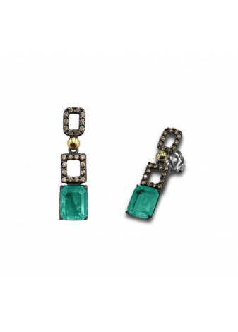 Pendientes plata, oro y semipreciosas