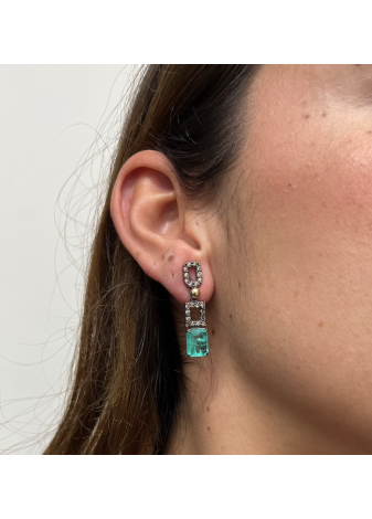Pendientes plata, oro y semipreciosas