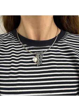 Colgante oro, plata y perla barroca