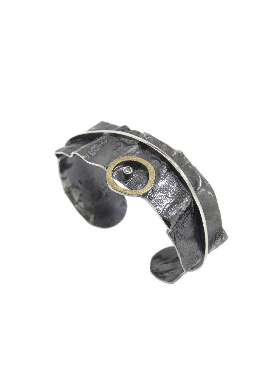 Pulsera plata, oro amarillo y diamante