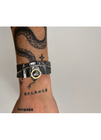 Pulsera plata, oro amarillo y diamante