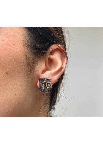 Pendientes plata, oro amarillo y diamante