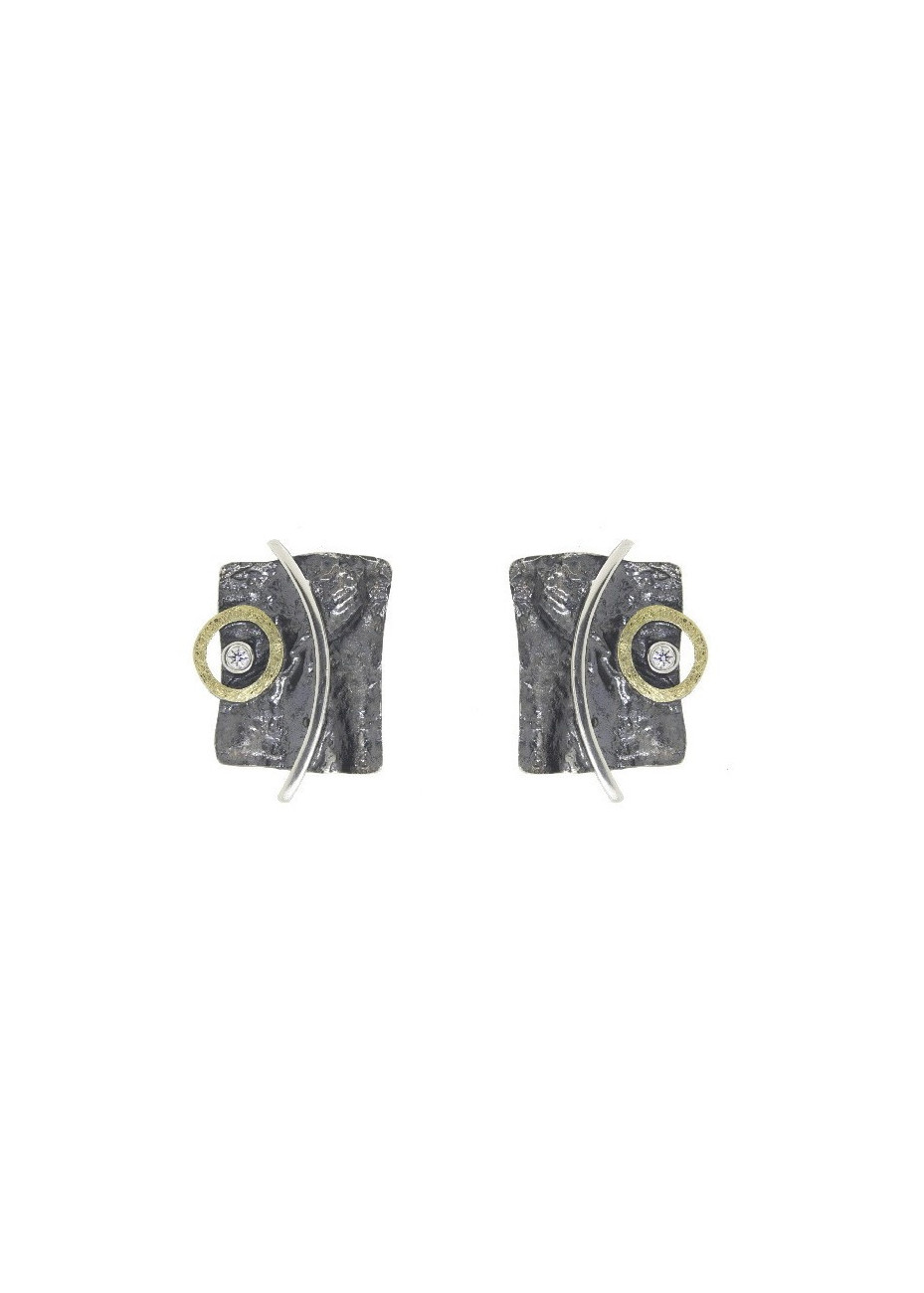 Pendientes plata, oro amarillo y diamante
