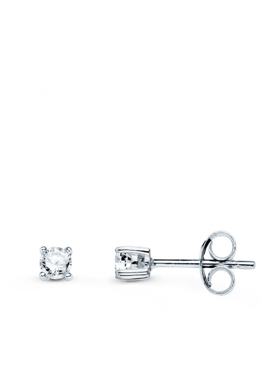 Pendientes oro blanco y diamantes 0,20qts