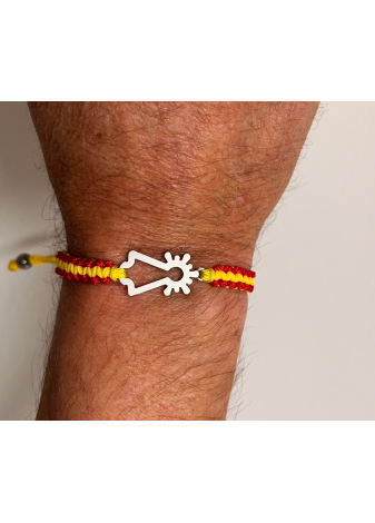Pulsera Virgen plata macramé bandera de España