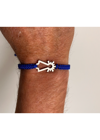Pulsera Virgen macramé azul