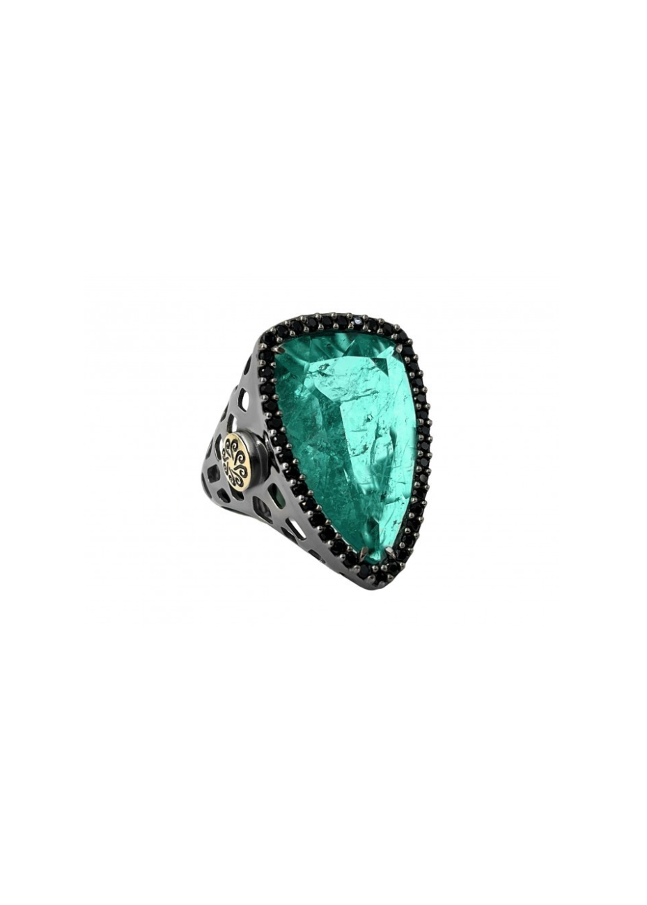 Anillo plata, oro y semipreciosas