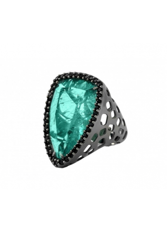 Anillo plata, oro y semipreciosas