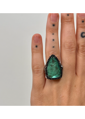 Anillo plata, oro y semipreciosas