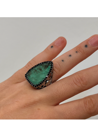 Anillo plata, oro y semipreciosas