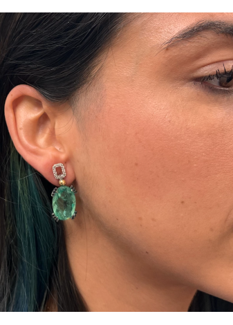 Pendientes plata, oro y semipreciosas