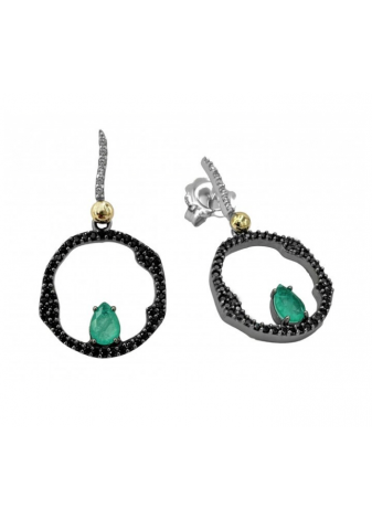Pendientes plata, oro y semipreciosas