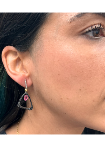 Pendientes plata, oro y semipreciosas