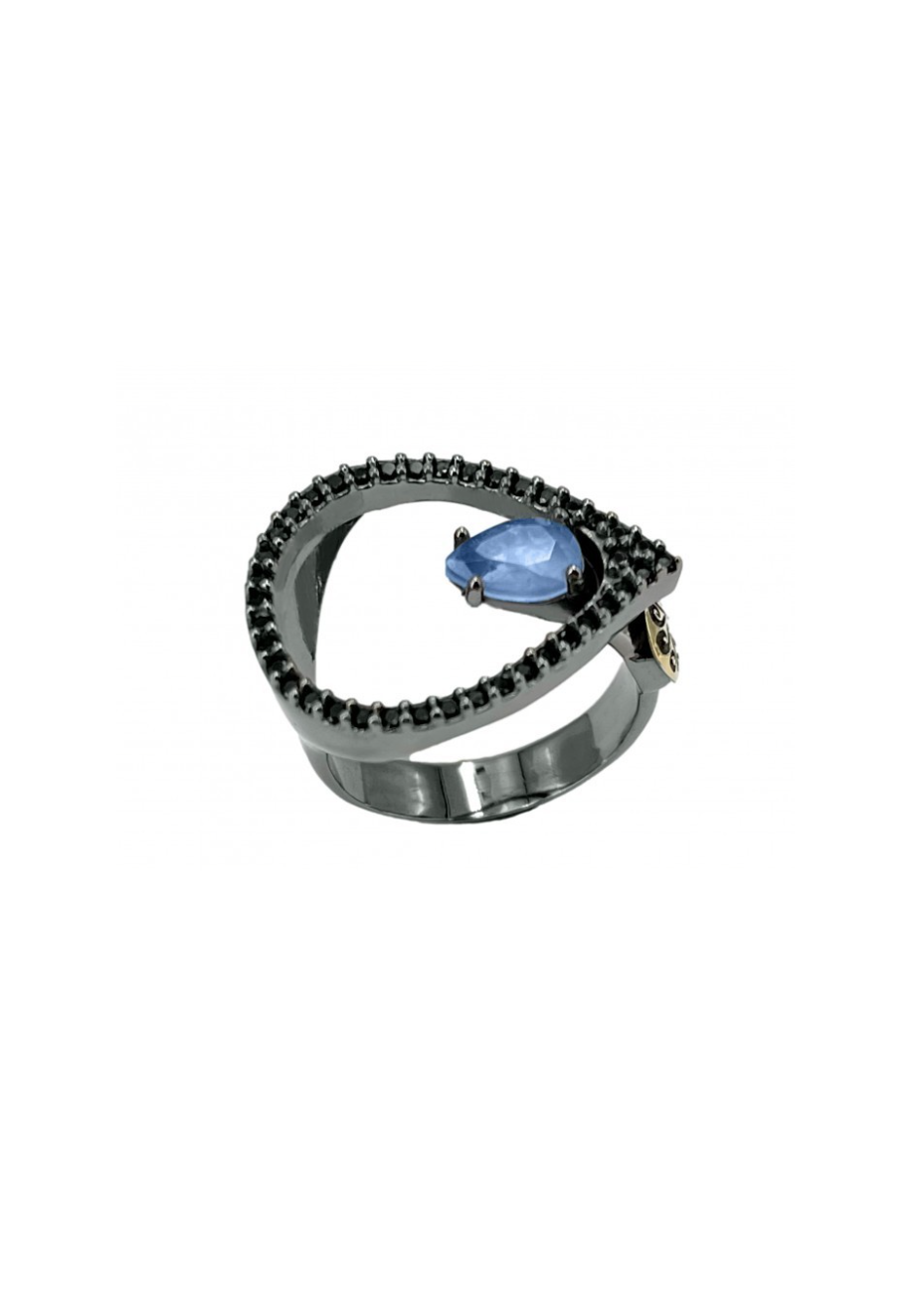 Anillo plata, oro y semipreciosas