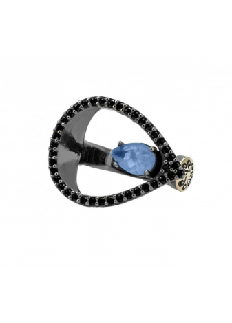 Anillo plata, oro y semipreciosas