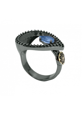 Anillo plata, oro y semipreciosas