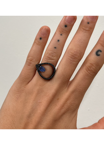 Anillo plata, oro y semipreciosas