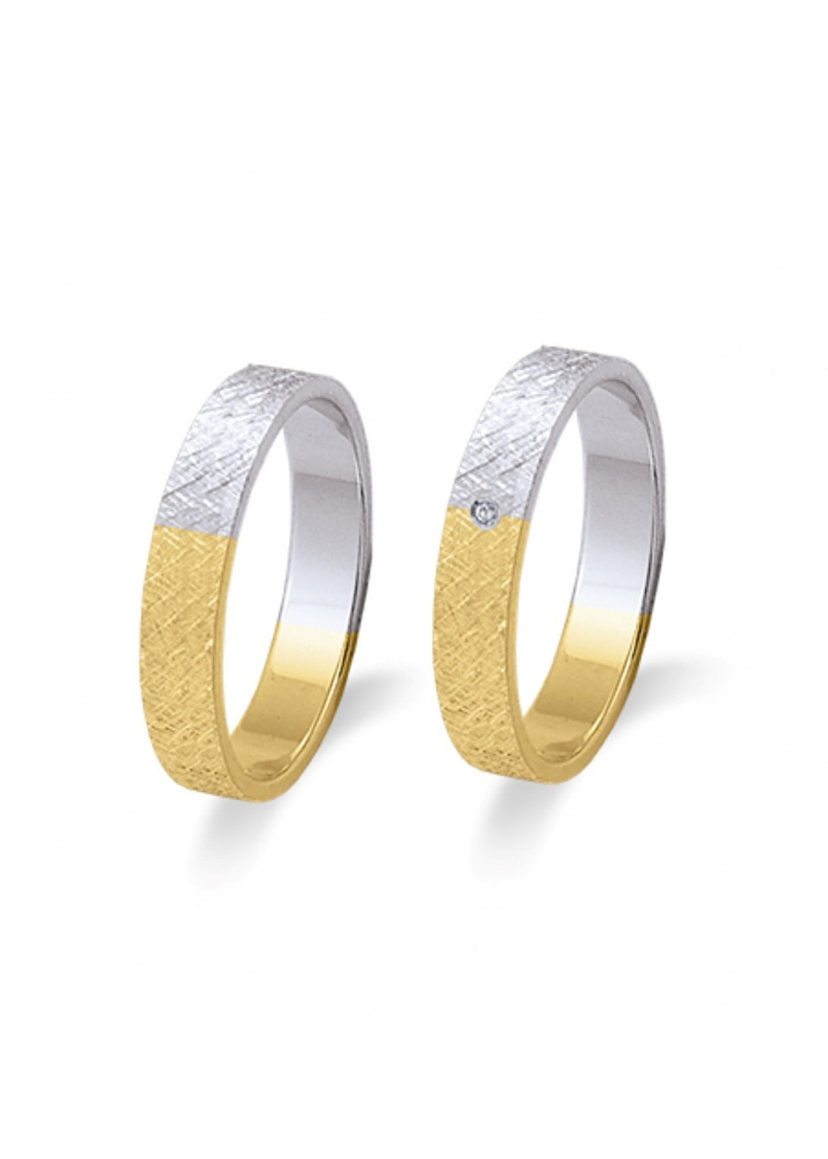 Alianza bicolor oro amarillo y oro blanco con textura Alianza bicolor oro amarillo y oro blanco con textura