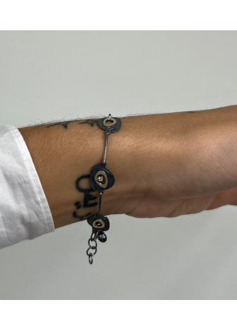 Pulsera plata, oro y diamantes