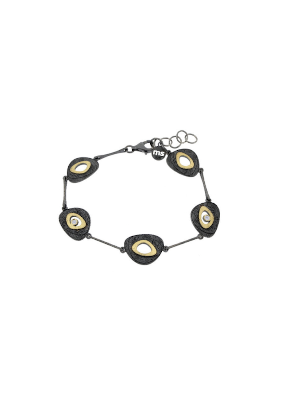 Pulsera plata, oro y diamantes Pulsera plata, oro y diamantes