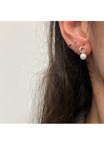 Pendientes plata, oro, perla cultivada y diamante