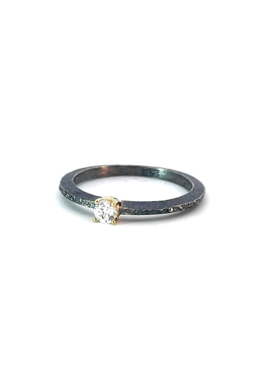 Anillo plata, oro amarillo y 0,18cts