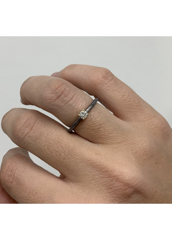 Anillo plata, oro amarillo y 0,18cts