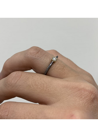Anillo plata, oro amarillo y 0,18cts