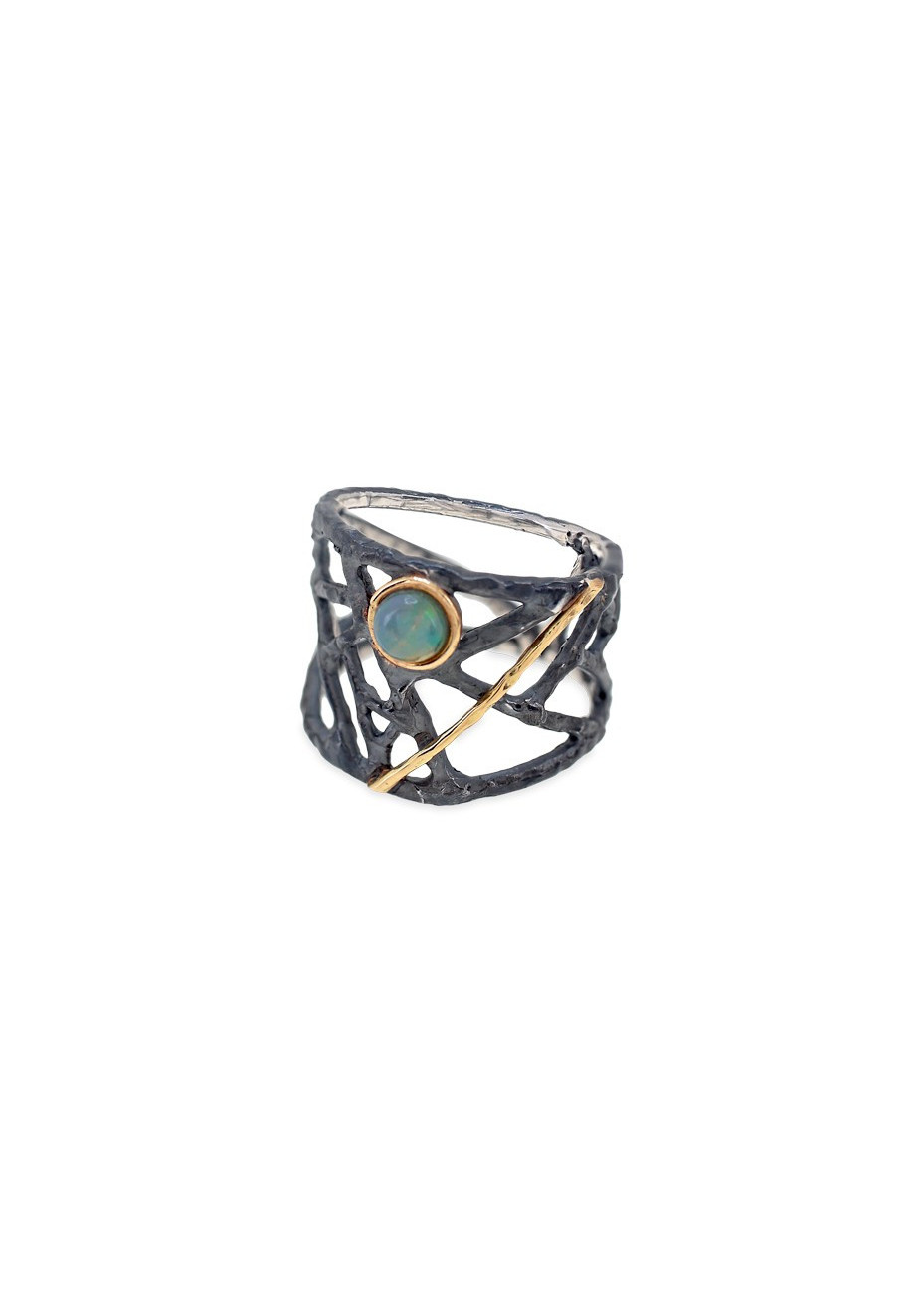 Anillo plata, oro y ópalo