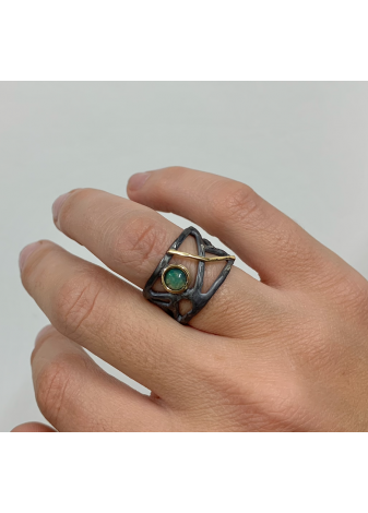 Anillo plata, oro y ópalo